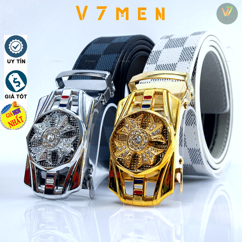 🌟 SỐC 🌟 Thắt lưng nam da cao cấp khóa kim loại tự động v7men - Nịt Nam Mặt Xoay Phong Cách Hàn Quốc