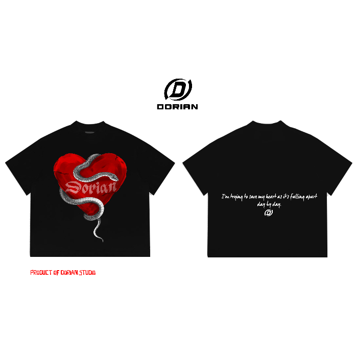 Áo Thun Boxy Dorian Heart&Snake - Black & White- FORM BOXY - 100% Cotton 2 chiều - 280gsm