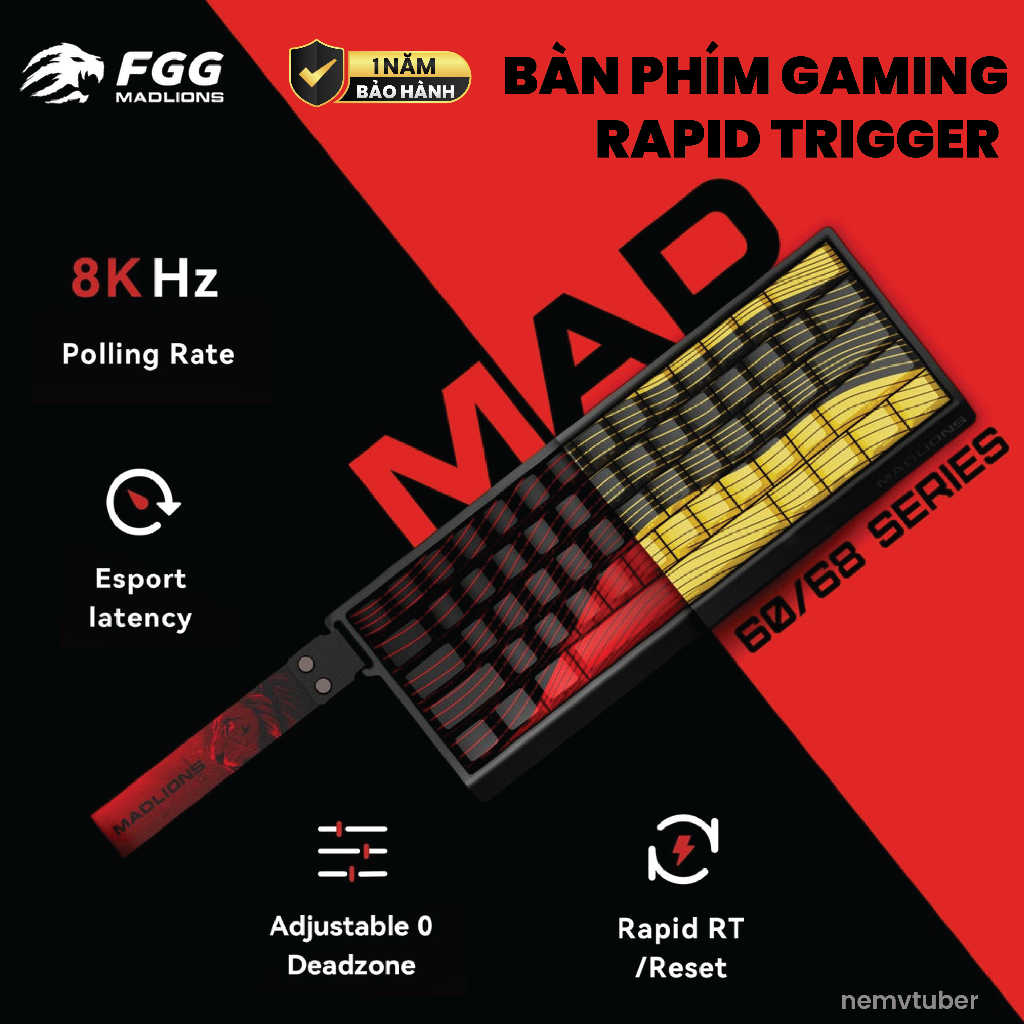 [NEW-BH12T] Bàn phím Gaming Mad60/Mad68 - RGB - 8000hz - Rapid Trigger