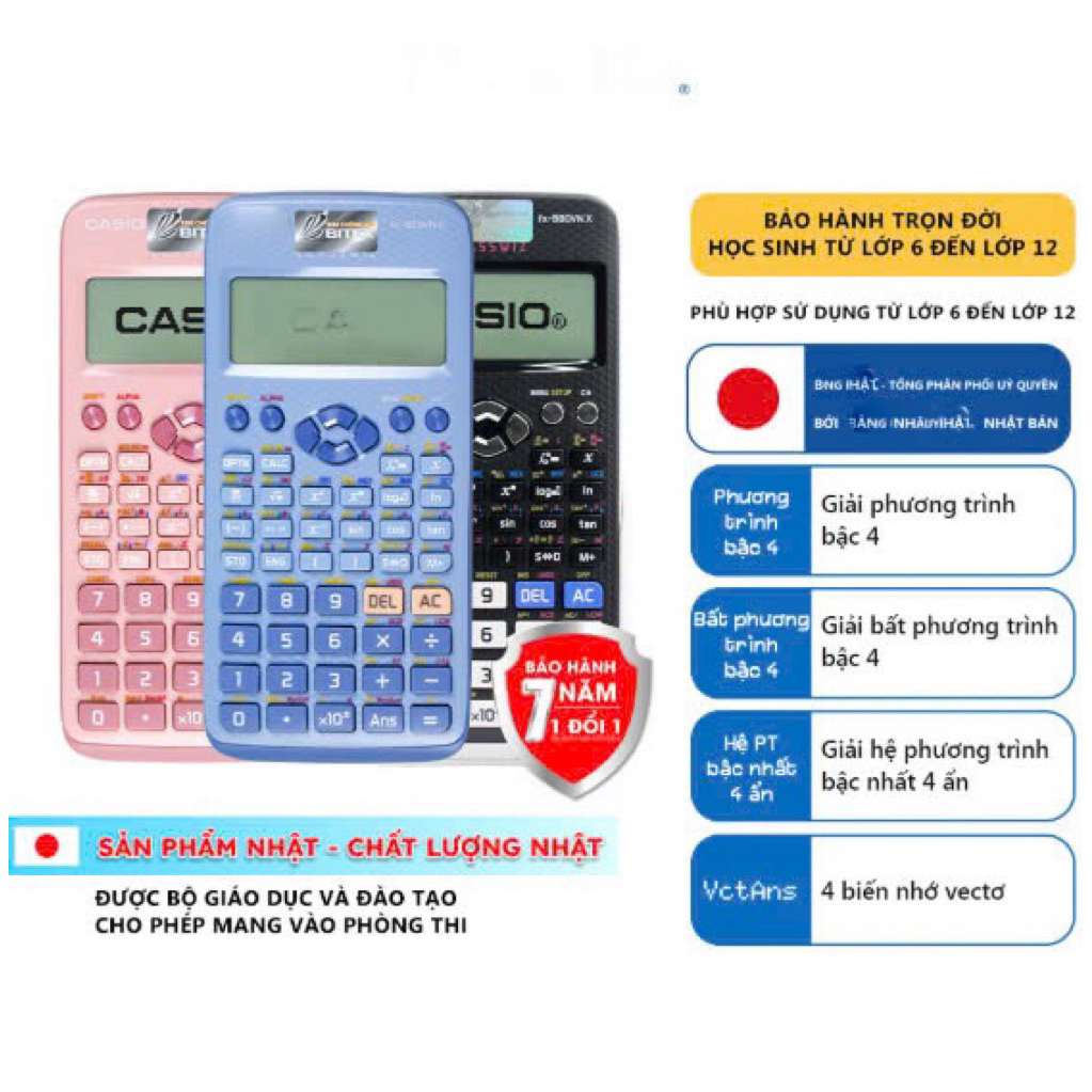 Máy tính Fx 580vnx - Fx580vnx - tính toán chính xác 100% - bảo hành 1 năm