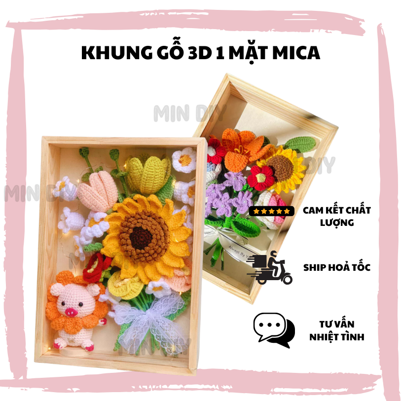 KHUNG HỘP GỖ 3D SIZE A4( 21 X 30) 1 MẶT MICA, LÒNG SÂU 4CM NHIỀU KÍCH THƯỚC