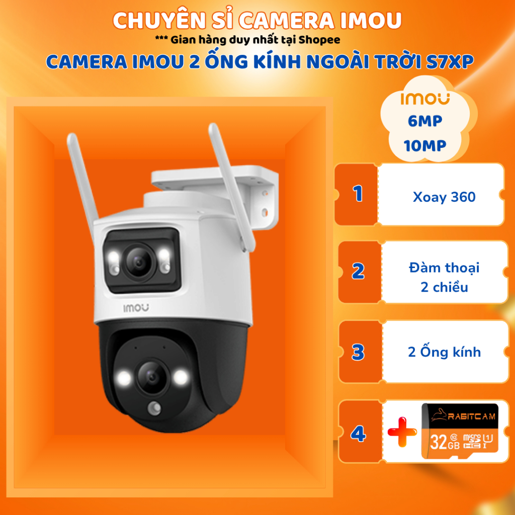 Camera 2 Mắt Kép Ngoài Trời iMOU Cruiser Dual 6MP/10MP IPC-S7XP-10M0WED - Bảo hành Chính Hãng 2 Năm