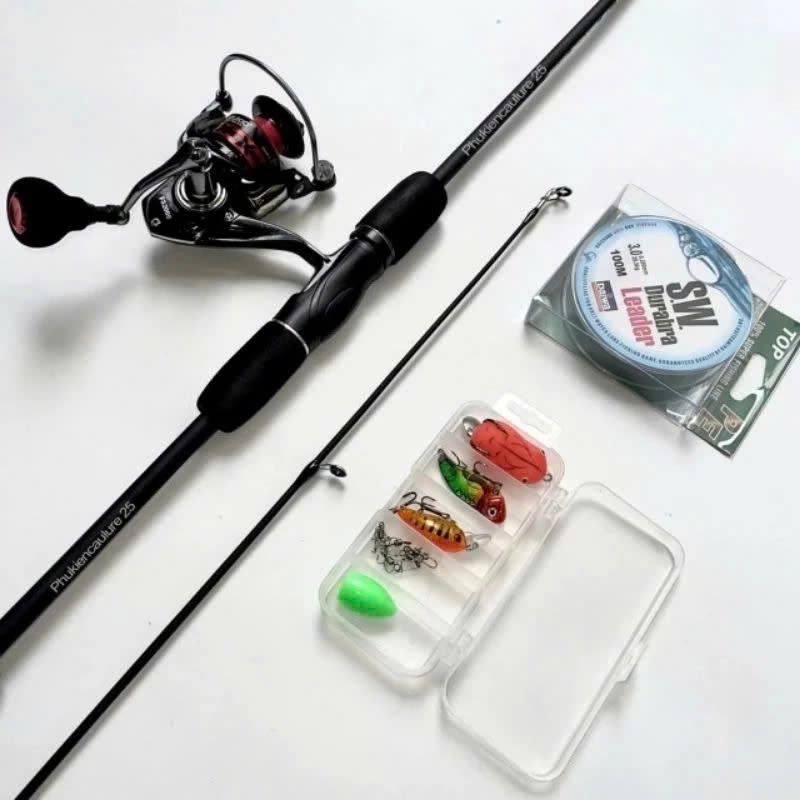 Bộ combo cần câu lure sói đen kèm máy fs 2000 và hộp mồi