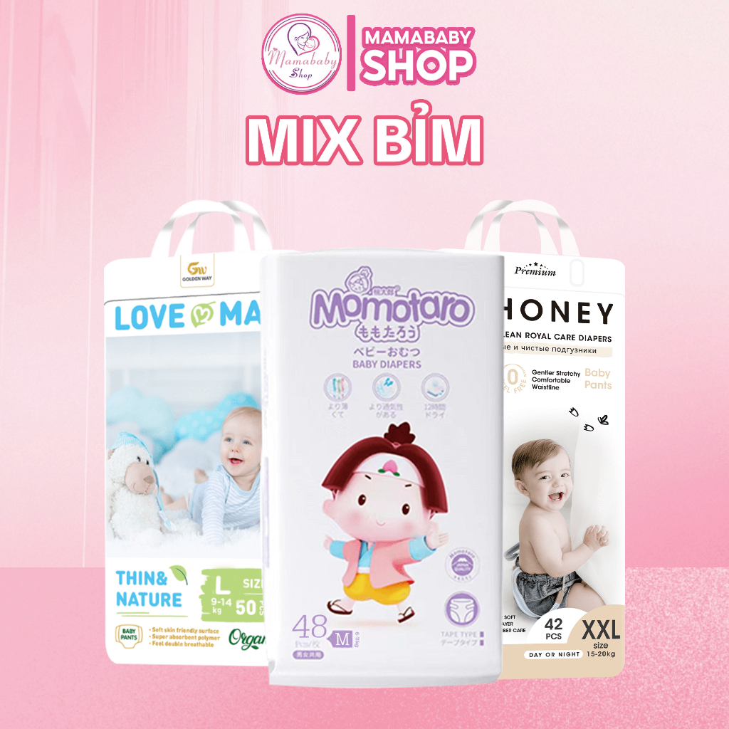 Tã Dán Bỉm Quần Honey Premium Mẫu Mới Tả Love Max Bỉm Momotaro Đủ Size Chính Hãng Cho Em Bé