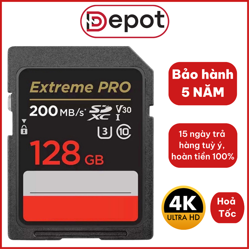 Thẻ nhớ SD 256GB 128GB 64GB 32GB 256GB Ultra Class 10 và Extreme Pro tốc độ cao cho máy ảnh, máy quay 4K 2K Full HD