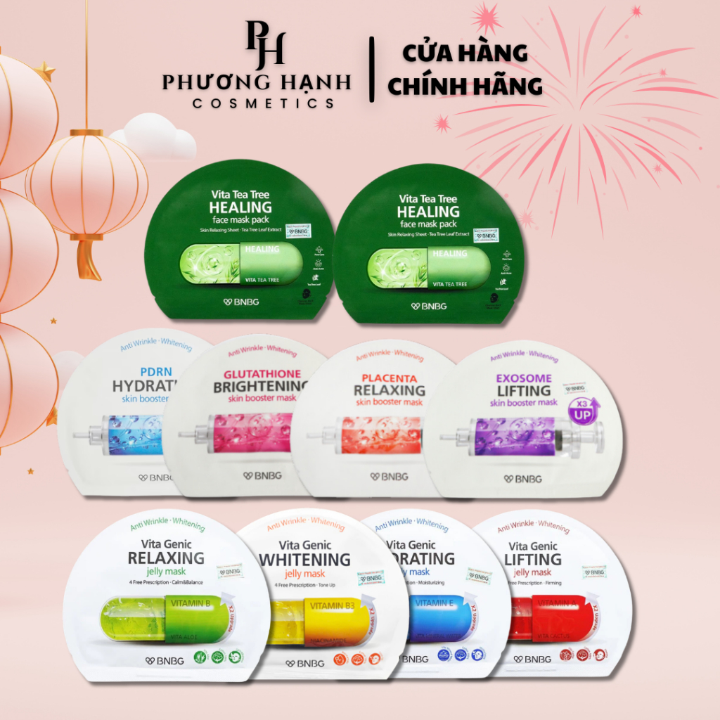 Hộp 10 Miếng Mặt Nạ BNBG Vita Genic, Skin Booster, Tràm Trà Hàn Quốc Dưỡng Sáng, Cấp Ẩm, Phục Hồi Hàn Quốc