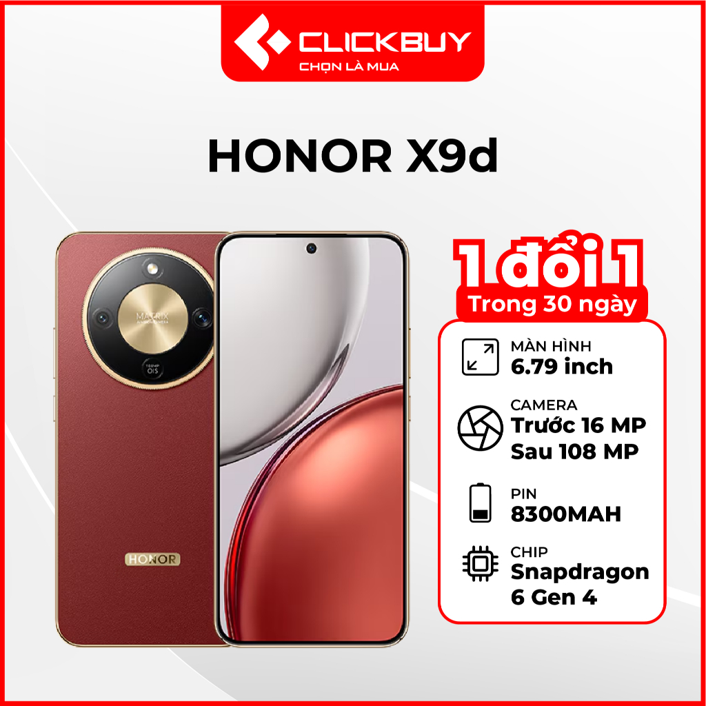 Điện Thoại Honor X9d 5G RAM 8GB Bộ Nhớ 256GB Pin 8300mAh SiCarbon Snapdragon 6 Gen 4 Chính Hãng