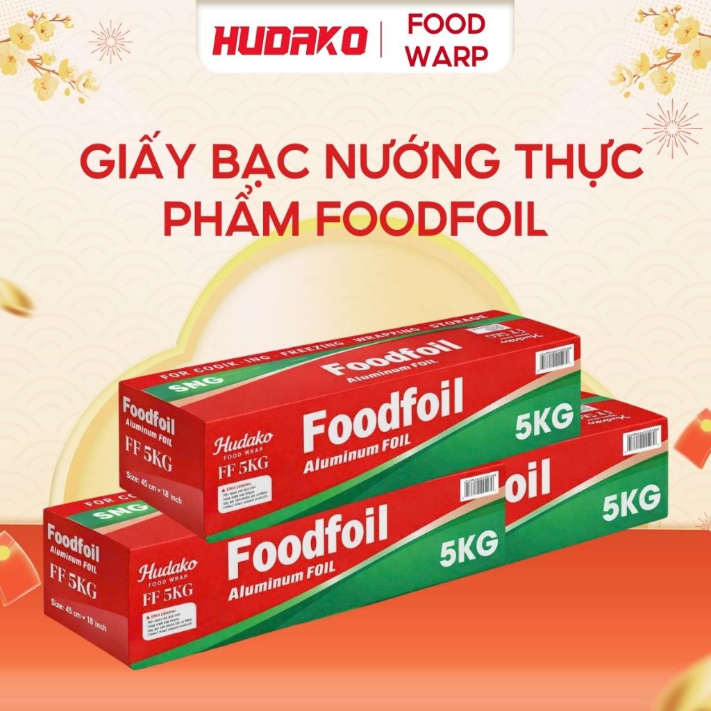 Giấy bạc nướng thực phẩm HUDAKO Foodfoil chịu nhiệt dùng lót nồi chiên không dầu các món nướng