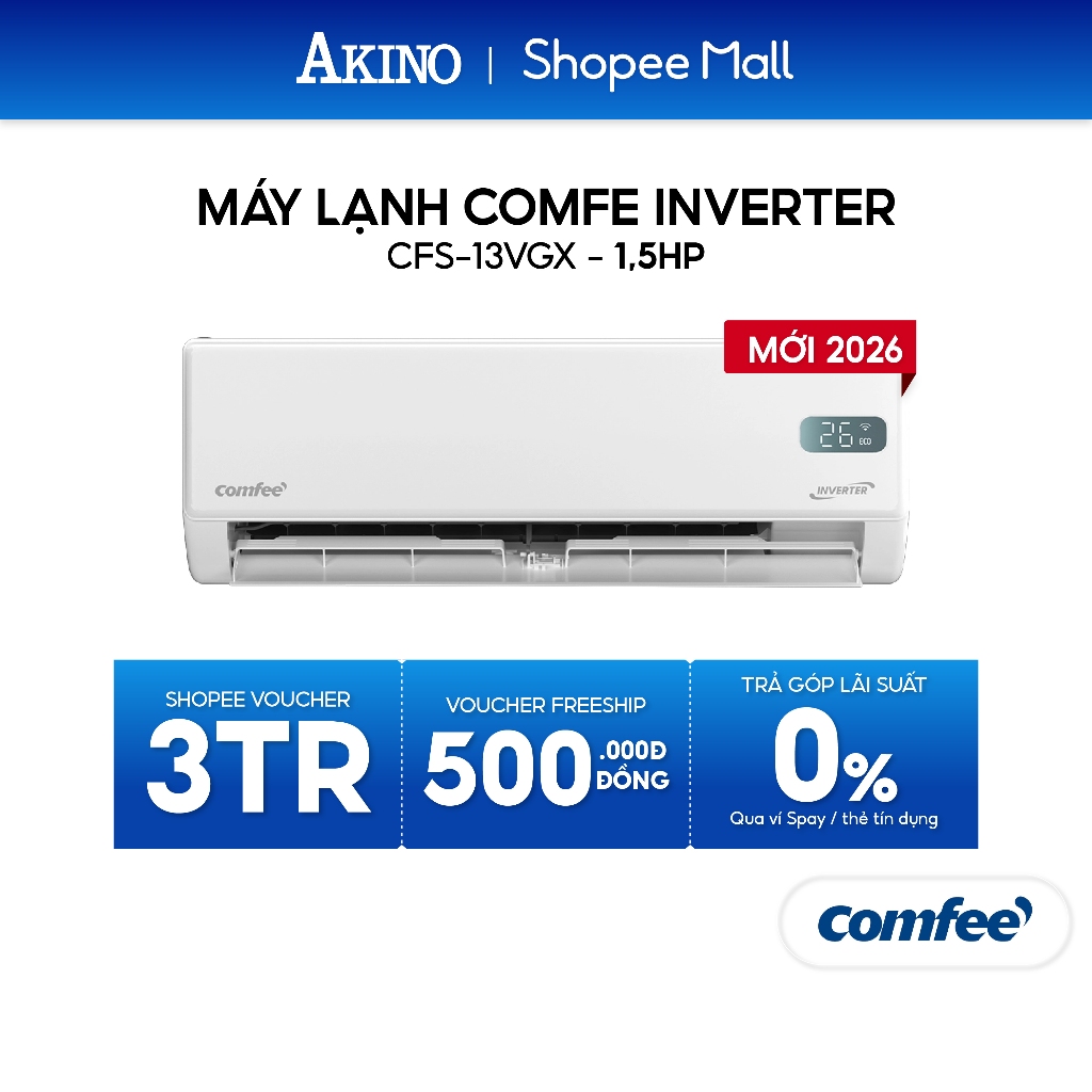 CFS-13VGX I Máy Lạnh Comfee Inverter Tiết Kiệm Điện 12.000BTU/1.5HP/1.5Ngựa Model 2026