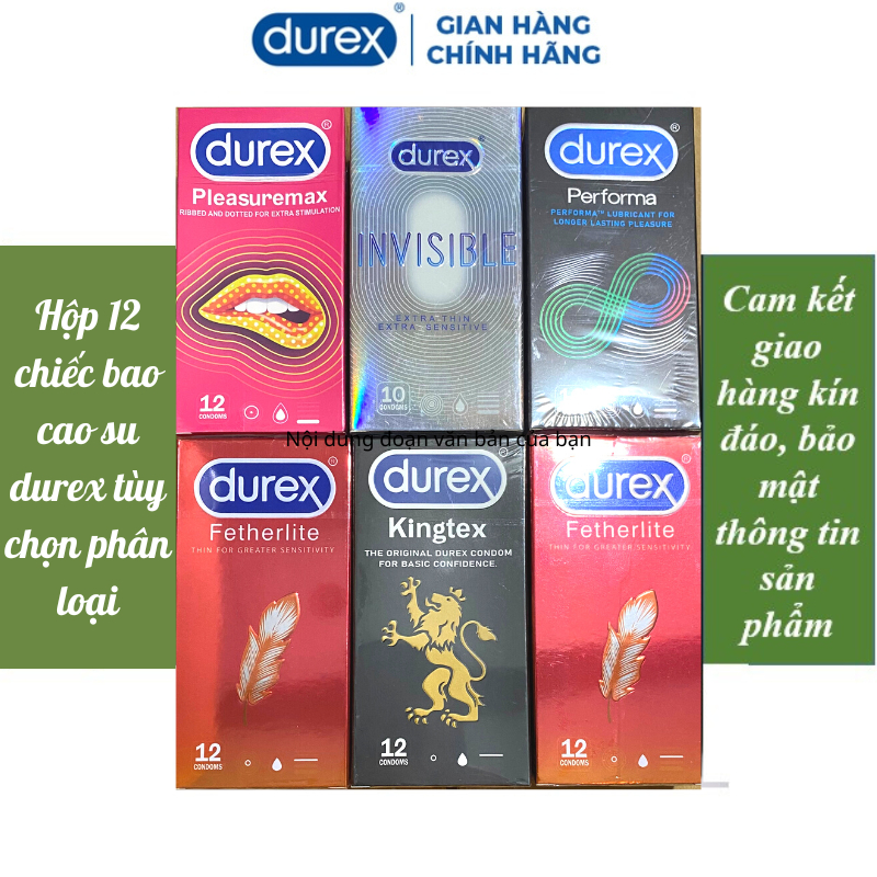 Combo Bao Cao Su Durex, Siêu Mỏng, Gân Gai, Kéo Dài, Nhiều Gel. Durex Hộp 12 chiếc