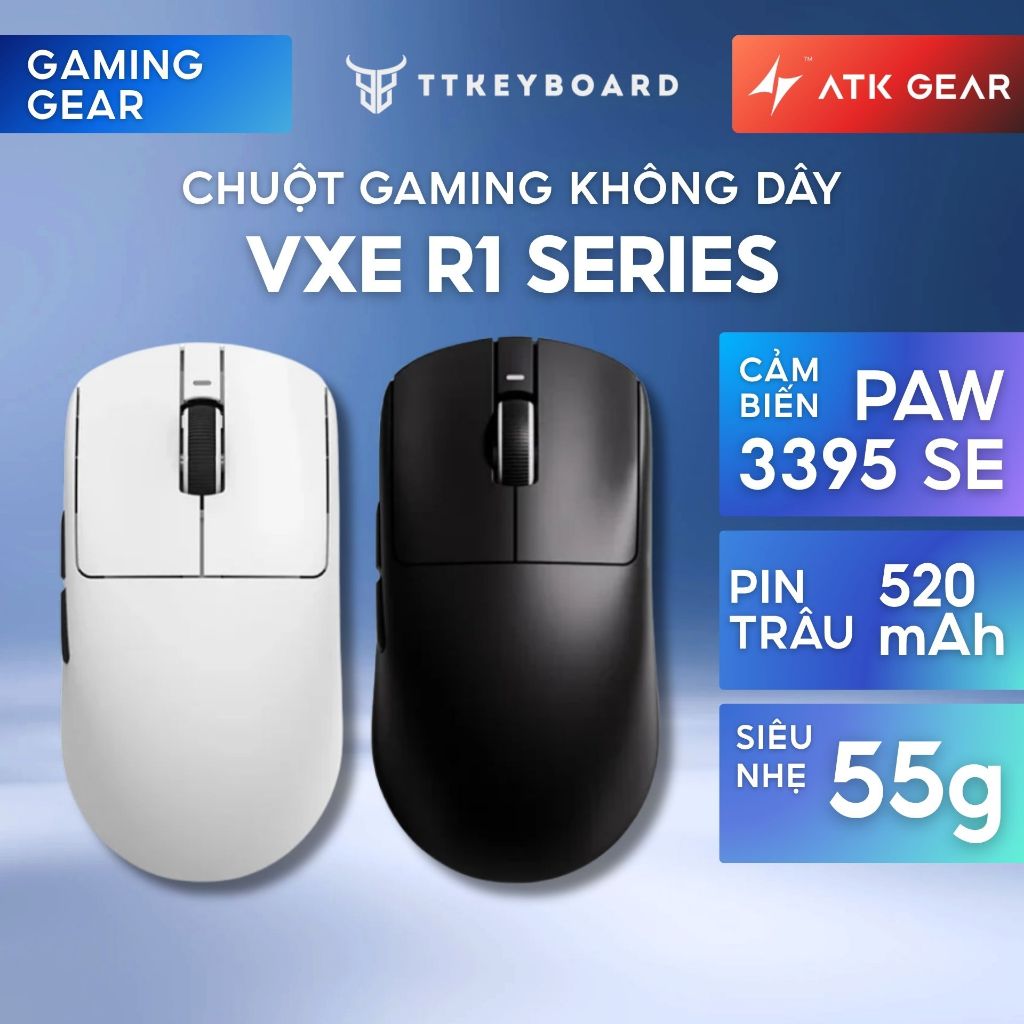 [HỎA TỐC] Chuột Gaming Không Dây VXE Dragonfly R1 Series Siêu Nhẹ PAW3395 Polling Rate 4K