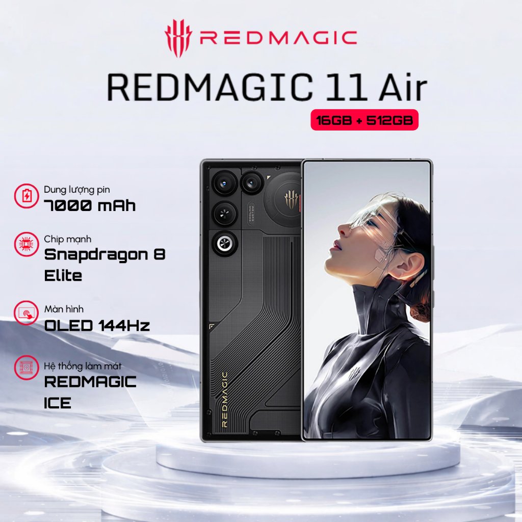 Điện thoại Gaming REDMAGIC 11 AIR 5G 16/512GB Đen - Snapdragon 8 Elite - Bảo hành 12 Tháng