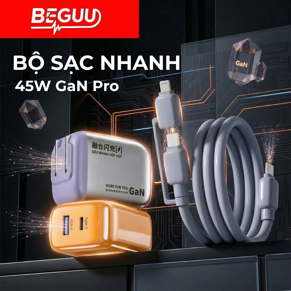 Củ Sạc Nhanh Beguu, Bộ Sạc 2 Cổng Chống Nóng Máy, Tiện Lợi Dùng Cho IPhone/Samsung/Xiaomi/OPPO