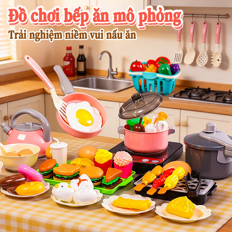 Bộ Đồ Chơi Nấu Ăn Nhà Bếp Cho Trẻ Em - Bộ Trò Chơi Mô Phỏng Nhà Bếp Cao Cấp - Dụng Cụ Đầu Bếp Mini