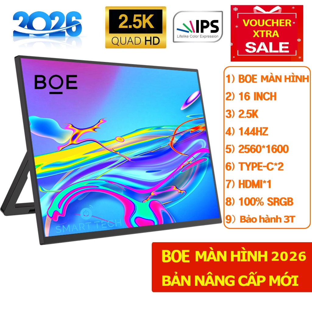[Tặng kèm bao da] BOE Màn hình di động IPS FHD/2.5K, 60hz-144hz Type C / HDMI Portable Monitor