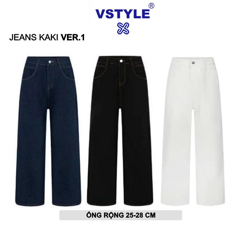 Quần Kaki Jeans Suông VSTYLE Ống Rộng Wash Cạp Cao ,Form Rộng ,Quần Bò Ống Rộng Suông Lưng Cao , Form Unisex Nam Nữ