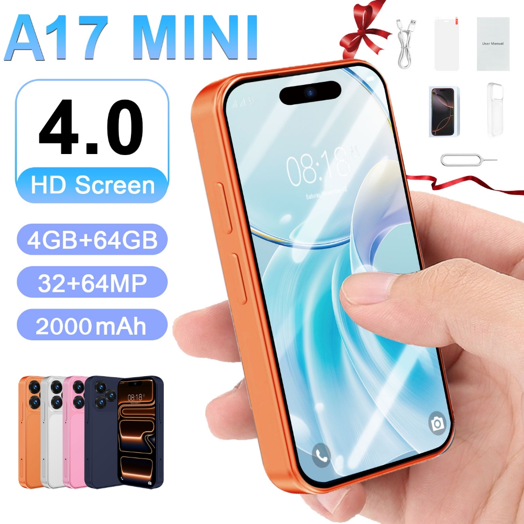 Chạm vào điện thoại thông minh mini A17 MINI 4.0inch 4GB+64GB Bộ nhớ siêu lớn Dual SIM Dual Stand 2000mAH Siêu bền 4/5G