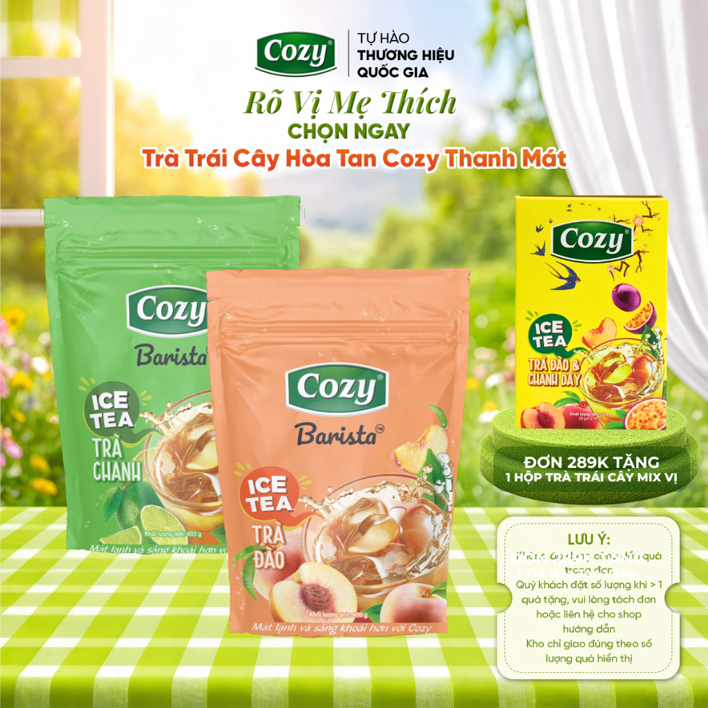 Trà Đào Cozy Hòa Tan, Trà Chanh Dành Pha Chế Làm Thạch Rau Câu Gói 400g Tối Ưu Chi Phí Bán Quán