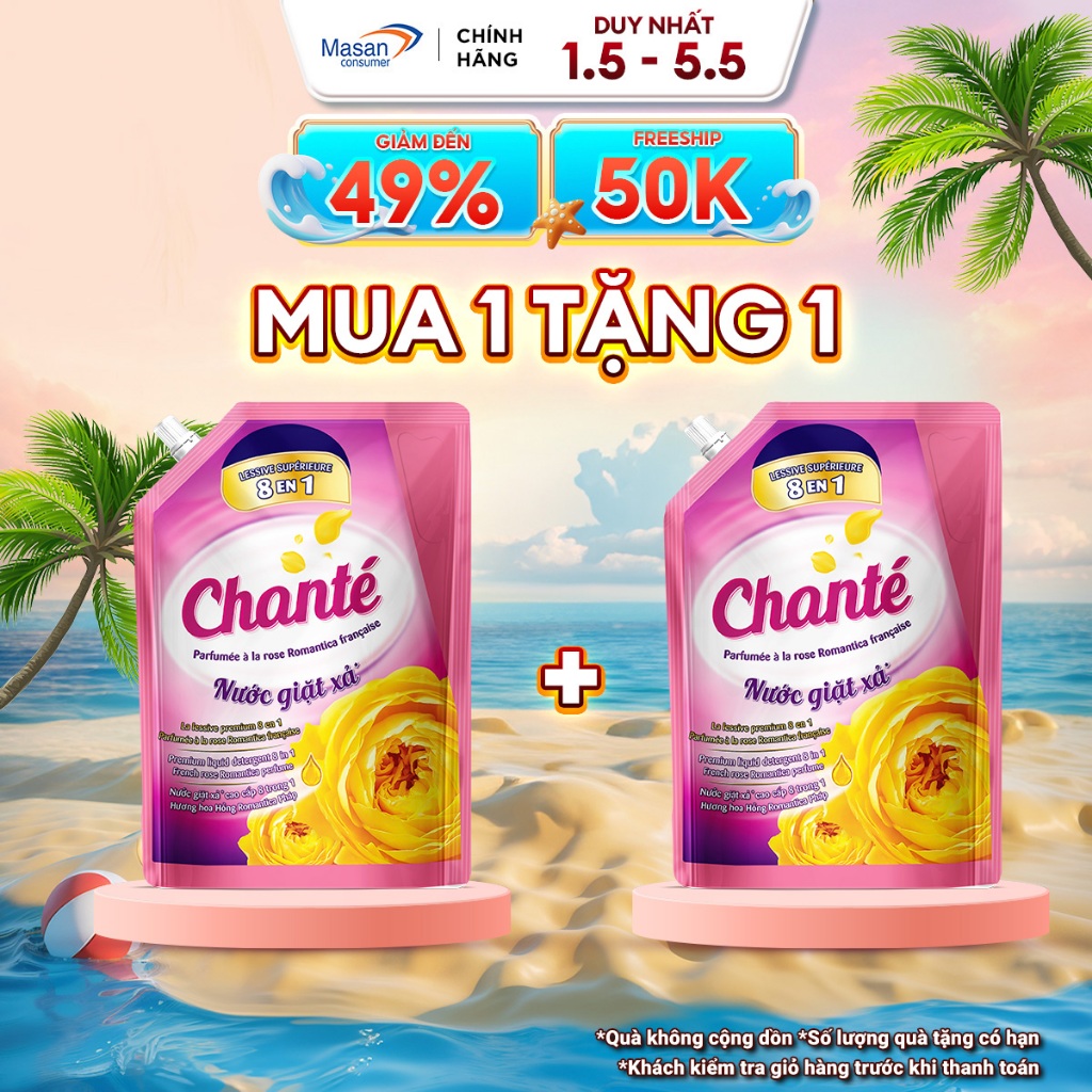 Combo 2 Túi Nước Giặt Xả Chanté Cao Cấp 8 Trong 1