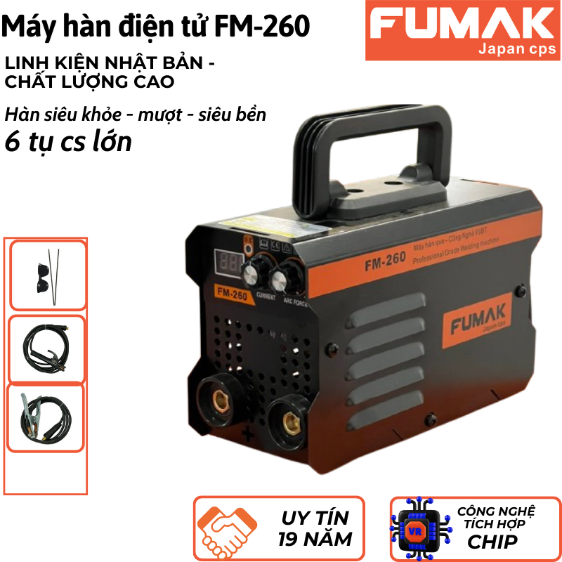 Máy Hàn FM-260 Linh Kiện Nhật, 6 Tụ Công Suất Lớn, Thanh Dẫn Đồng, Hàn Khỏe, Mượt, Bền, Dây 4m.