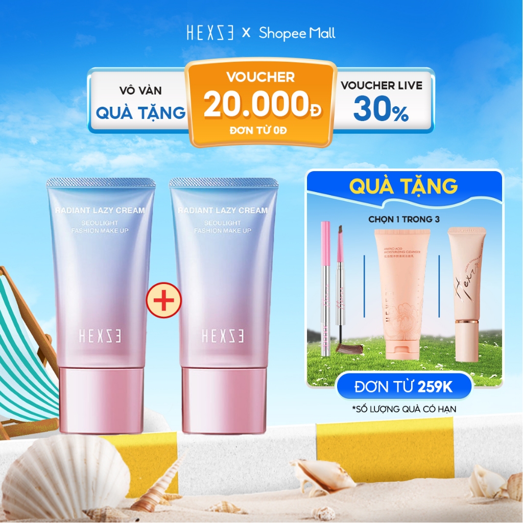 COMBO 2 tuýp kem Lazy nâng tone sáng da HEXZE 50ml + 50ml