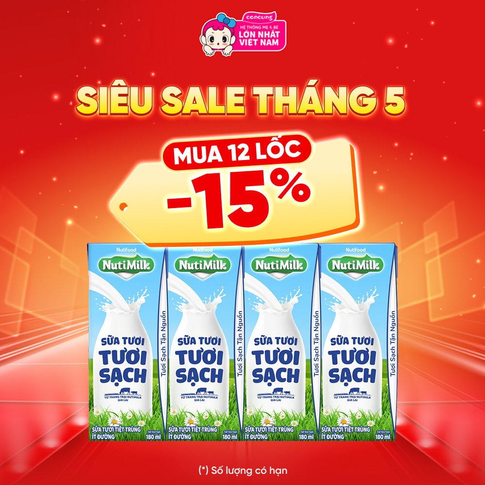 Sữa tươi sạch tiệt trùng Nutimilk, ít đường, 180ml (lốc 4 hộp)