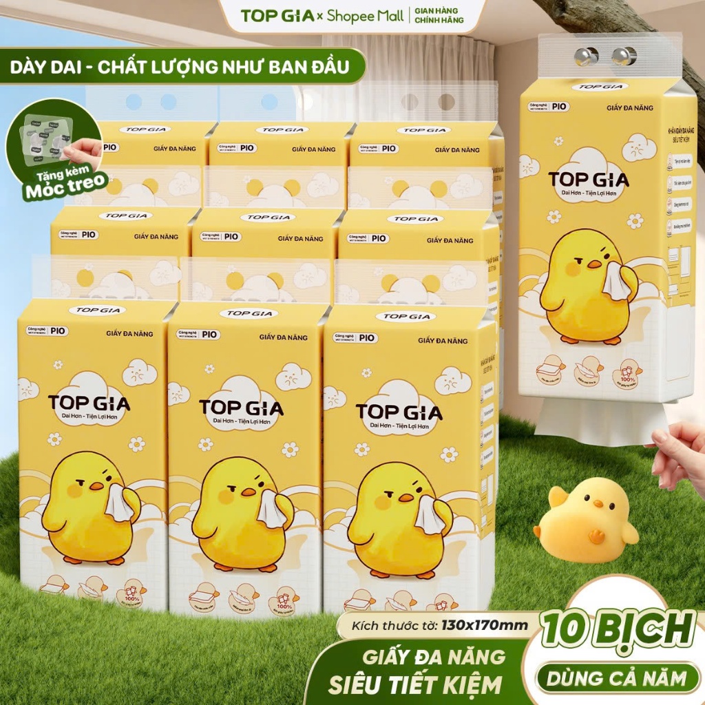 [SIÊU TIẾT KIỆM] Khăn Giấy Pio TopGia Đa Năng Cao Cấp Thùng 10 8 5 4 Siêu Dai Mềm Mịn 200 Lần Rút