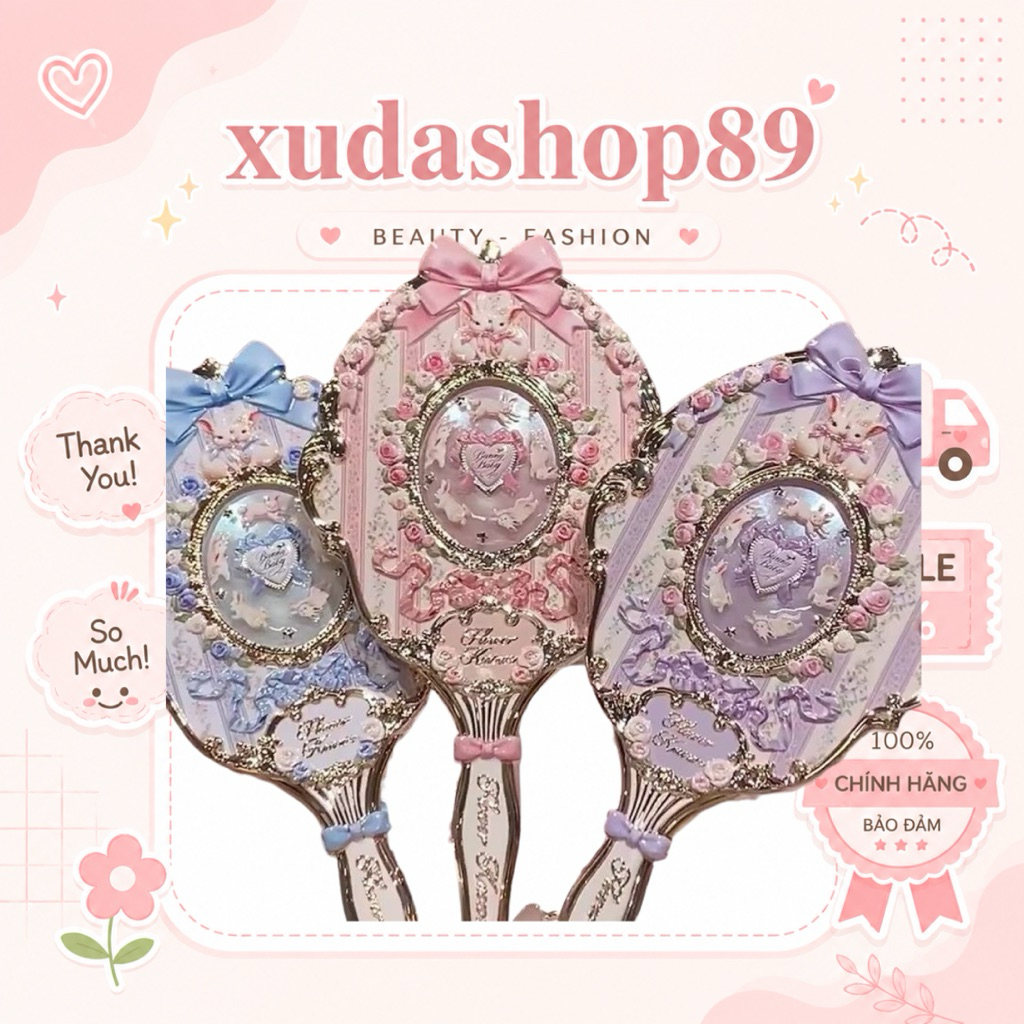 (SẴN) 🎀 Gương cầm tay Flower Knows Bunny siêu xinh 🎀