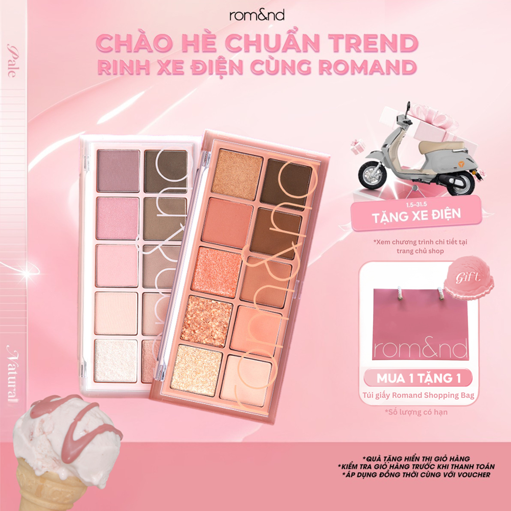 [Rom&nd] Bảng phấn mắt 10 màu siêu lấp lánh Hàn Quốc Romand Better Than Palette 7.5g