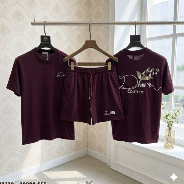 Bộ Cộc nam nữ mùa hè basic Đì O Thêu Hoa Linh Lan cao cấp unisex form rộng thoải mái thoáng mát