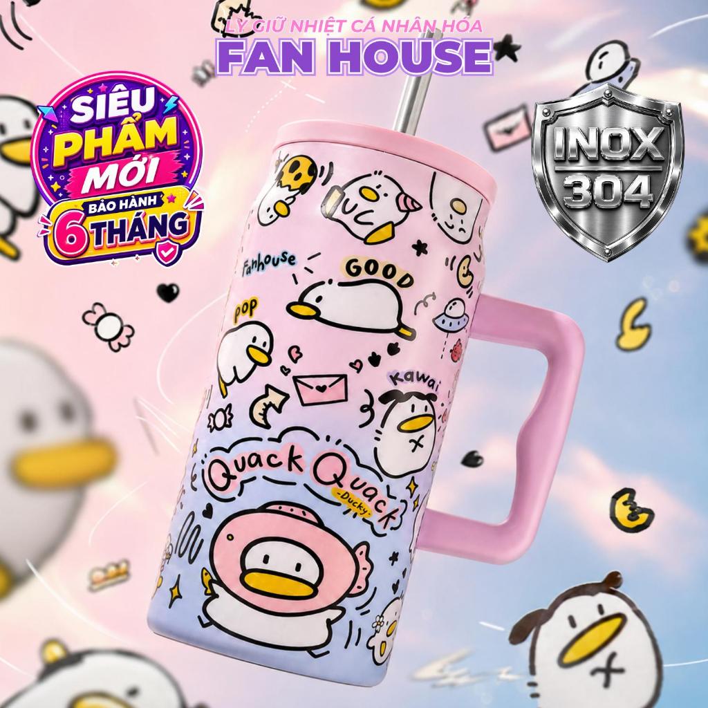 Ly giữ nhiệt BIGCUP 1500ml bình nước giữ nhiệt inox 304 thể thao Fan House tặng ống hút inox