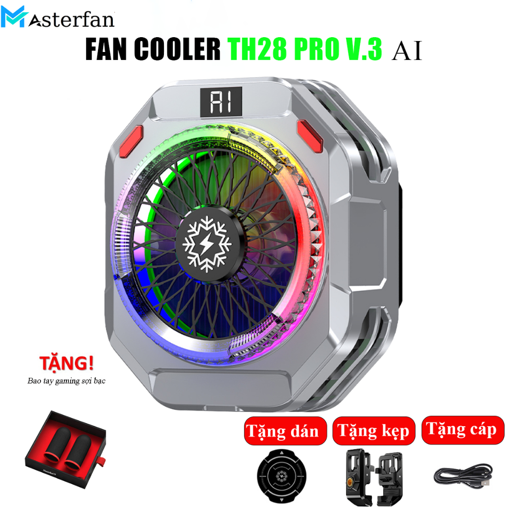 Quạt tản nhiệt sò lạnh KIRI TH28 V3 Pro Ai 37W làm lạnh cực nhanh không lo nóng máy