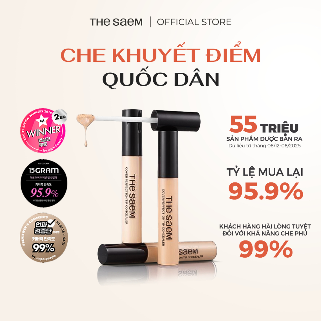 [THE SAEM] Che khuyết điểm chống nắng che phủ cao THE SAEM Cover Perfection Tip Concealer