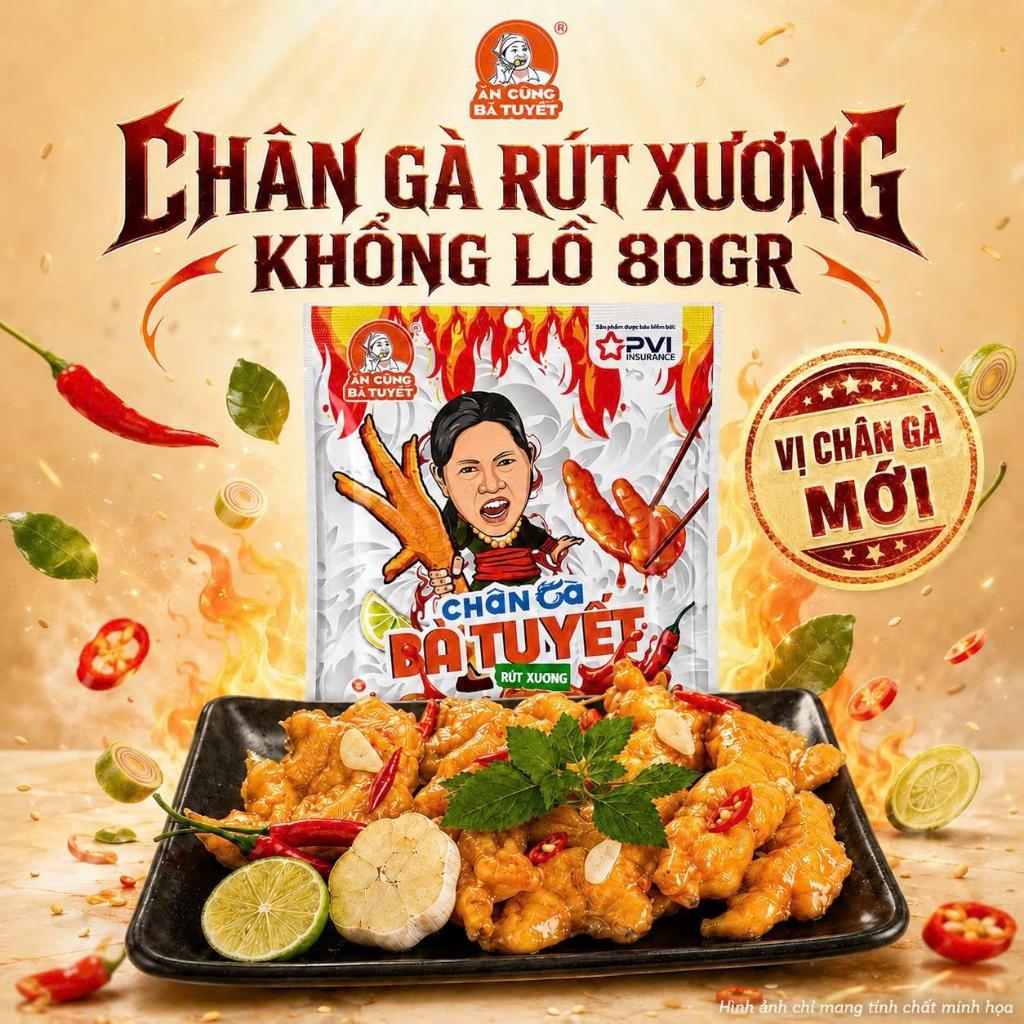 CHÂN RÚT XƯƠNG KHỔNG LỒ vị tê cay 80g- ĂN CÙNG BÀ TUYẾT (Tặng bim bim bất kỳ)