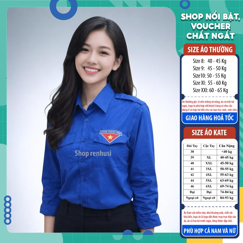 Áo sơ mi đoàn thanh niên (🎁Tặng kèm huy hiệu đoàn🎁)