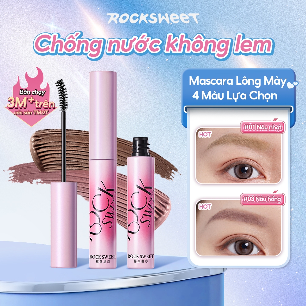 ROCKSWEET RS Mascara Lông Mày Nâu hồng nhạt – Chống nước, lâu trôi, nhanh khô, không lem