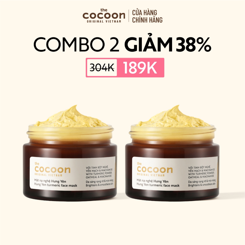 [MUA 2 GIẢM 38%] Combo 2 Mặt Nạ Nghệ Hưng Yên Giúp Sáng Da Và Mờ Thâm Cocoon 30ml