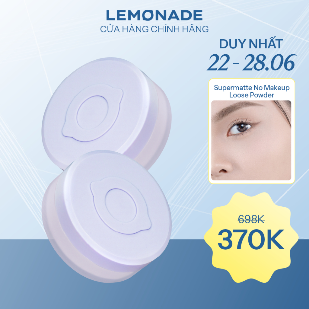 [370k-2 hộp] Phấn phủ mỏng nhẹ kiềm dầu thuần chay chống nắng Lemonade Supermatte NoMakeup Loose Powder 9g