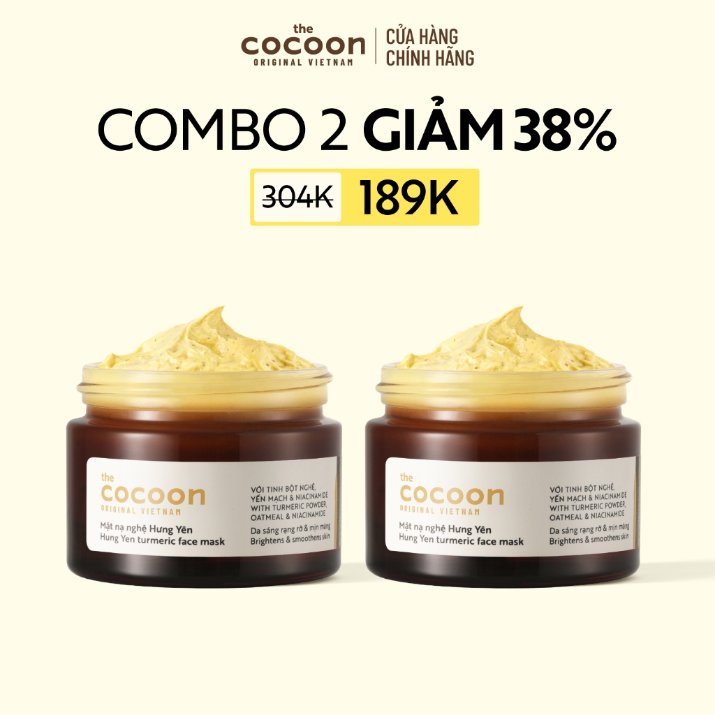 [MUA 2 GIẢM 38%] Combo 2 Mặt Nạ Nghệ Hưng Yên Giúp Sáng Da Và Mờ Thâm Cocoon 30ml