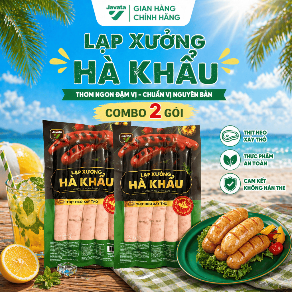 Lạp Xưởng Hà Khẩu Javata Nướng Đá 500g – Thơm Ngon Chuẩn Vị, Hương Vị Đặc Trưng