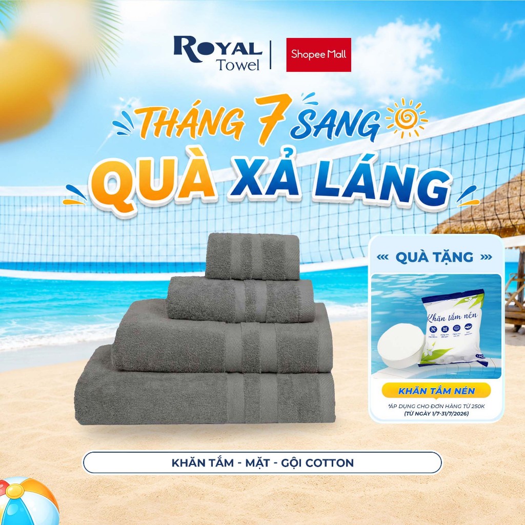 Khăn Tắm, Khăn Gội, Khăn Mặt Royal Towel Sợi Cotton Mềm Mịn, Thấm Hút Tốt, Không Xổ Lông, Không Phai Màu