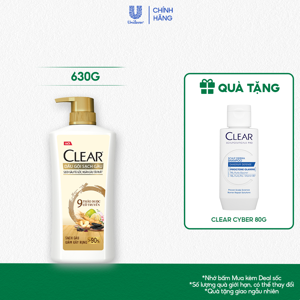[LIVE] Dầu Gội Clear Thảo Dược Nuôi Dưỡng Da Đầu Từ Gốc, Sạch Gàu Và Giảm Gãy Rụng 630g