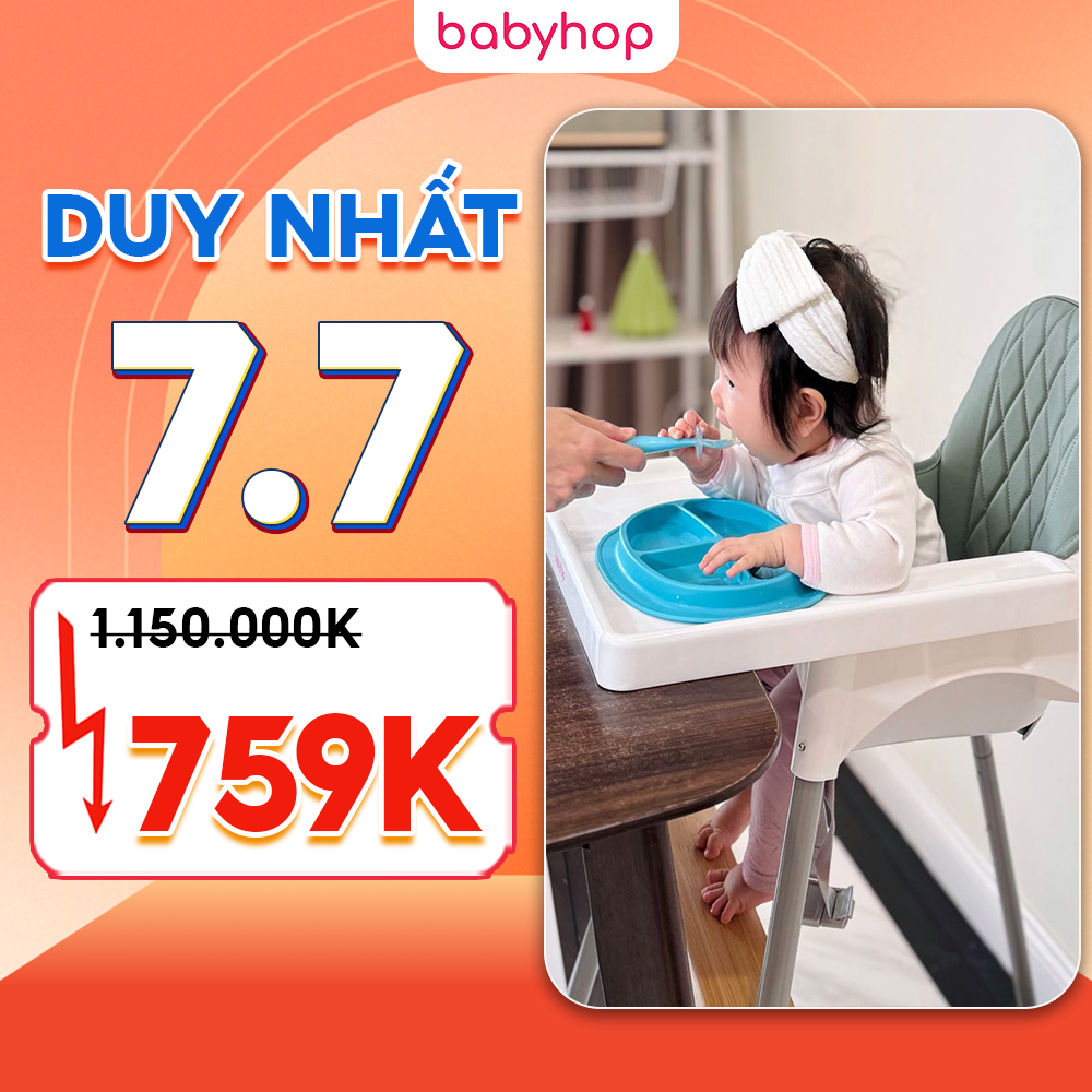 Ghế ăn dặm cho bé Babyhop kèm mặt bàn, điều chỉnh 2 nấc, 3 dây đai an toàn, ghế tập ngồi thẳng lưng cho bé 5 tháng