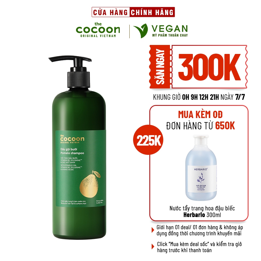 Dầu gội bưởi Pomelo Cocoon Bigsize - giúp giảm gãy rụng và làm mềm tóc 500ml