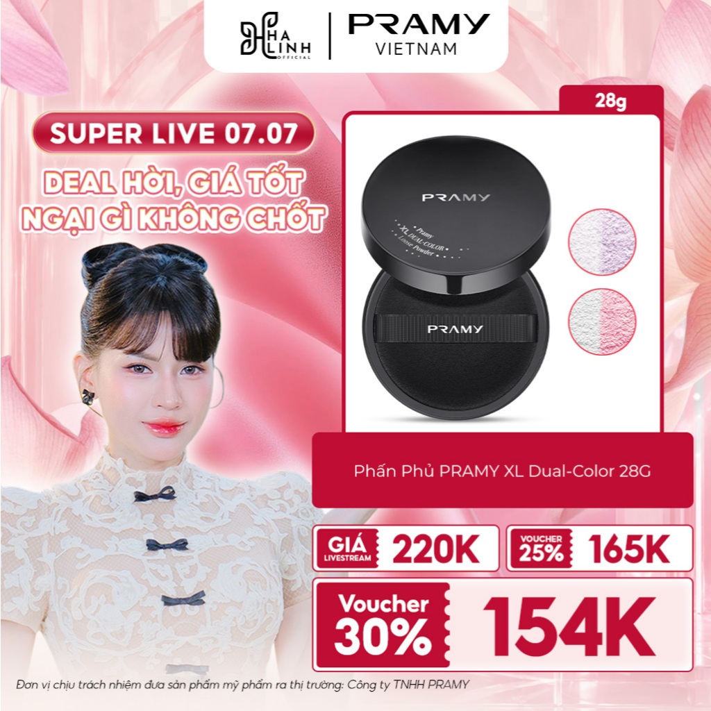 [Võ Hà Linh x PRAMY] Phấn Phủ Hiệu Chỉnh Sắc Da Mỏng Mịn PRAMY XL Dual-Color Loose Powder 28G