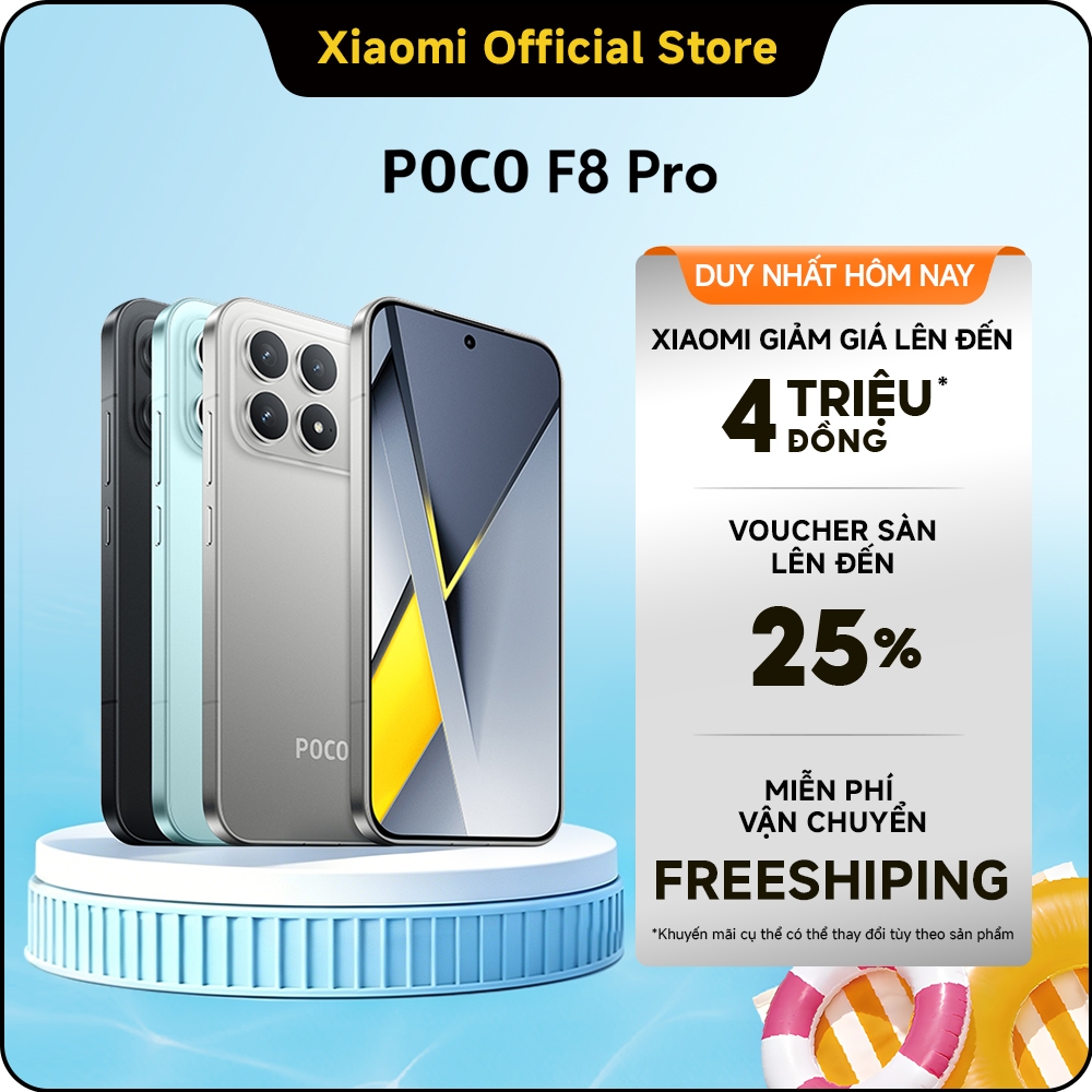[Độc Quyền Online] Điện thoại POCO F8 Pro | 12GB+512GB, Snapdragon® 8 Elite, pin 6210mAh, màn hình AMOLED 6.59'' 120Hz s