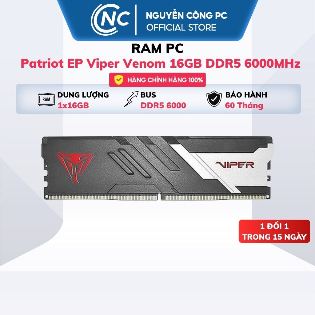 RAM Patriot EP Viper Venom 16GB DDR5 6000MHz (LGA1700 - AM5) - BH 60 tháng