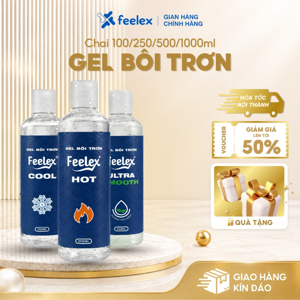 Gel bôi trơn an toàn lâu khô đa dạng hương vị Feelex Ultra Smooth Original siêu trơn dễ dàng rửa sạch 250ml