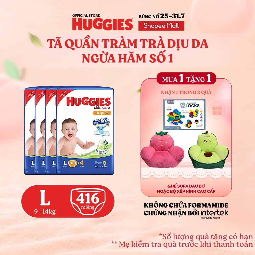 Combo 4 Tã quần Huggies Skincare Mega Jumbo M106/L96+8/XL84+4/XXL76+4