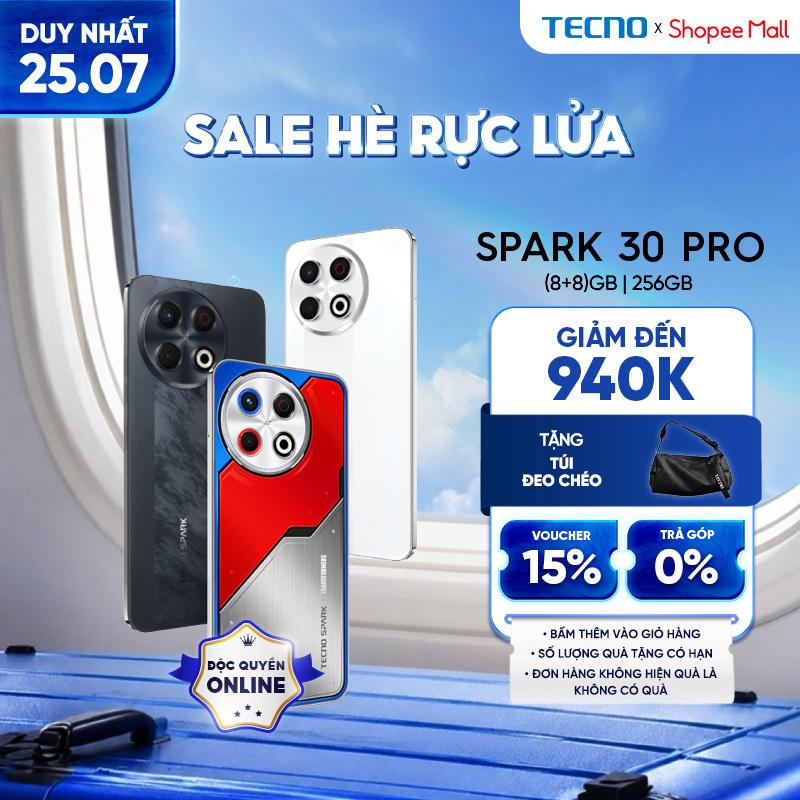 Điện thoại TECNO SPARK 30 Pro (8+8)GB/256GB - Amoled 120Hz | Loa kép 300% | NFC | 108MP | Thiết Kế Transform